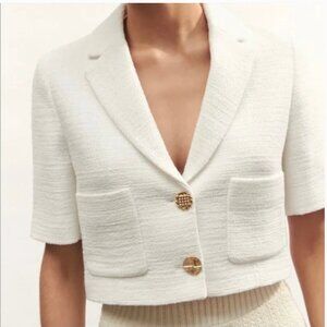 ZARA  TEXTURED CROPPED BLAZER Size L NEW WITH TAG!